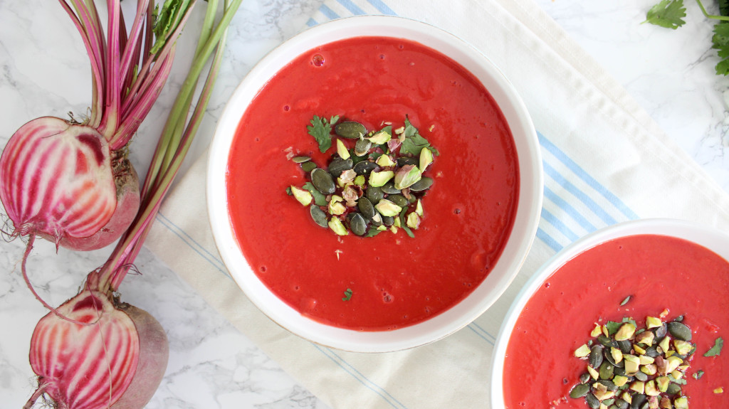 Sweet Potato and Beetroot Soup with Blood Oranges