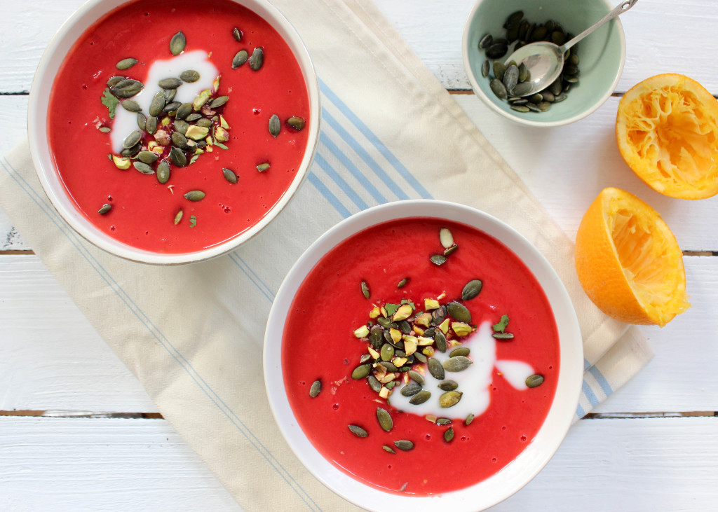 Sweet Potato and Beetroot Soup with Blood Oranges