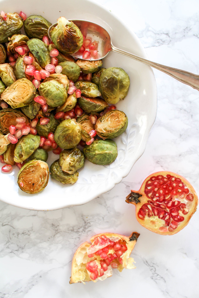 Honey Roasted Brussels Sprouts with Pomegranate Seeds - plant-based, gluten free, refined sugar free - heavenlynnhealthy.com