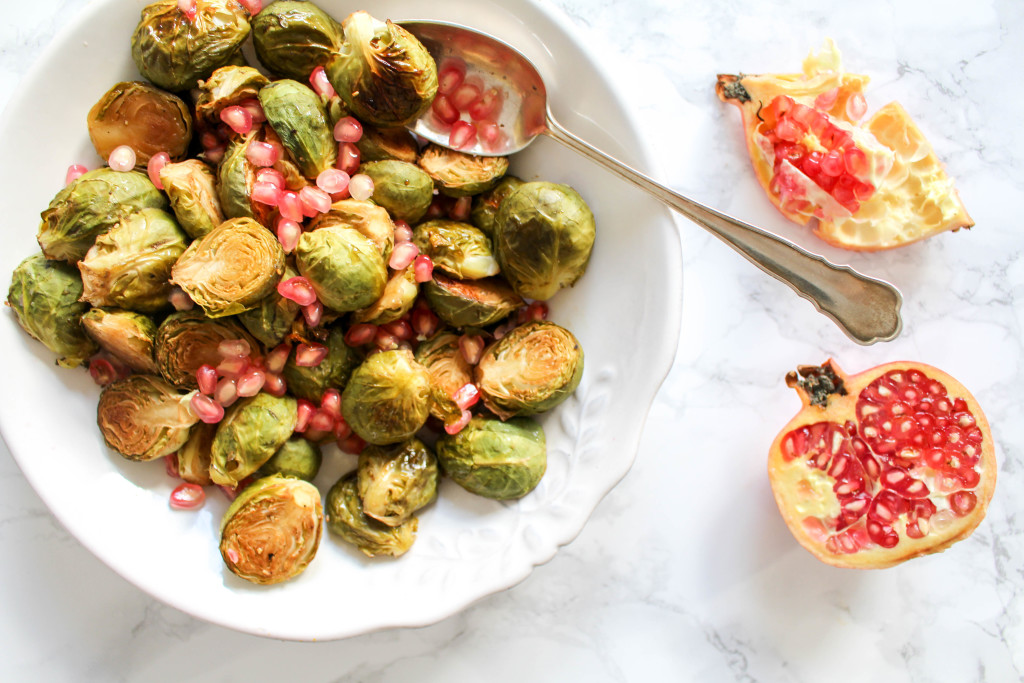 Honey Roasted Brussels Sprouts with Pomegranate Seeds - plant-based, gluten free, refined sugar free - heavenlynnhealthy.com