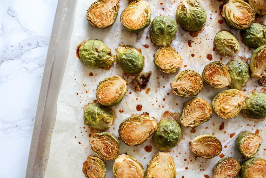 Honey Roasted Brussels Sprouts with Pomegranate Seeds - plant-based, gluten free, refined sugar free - heavenlynnhealthy.com