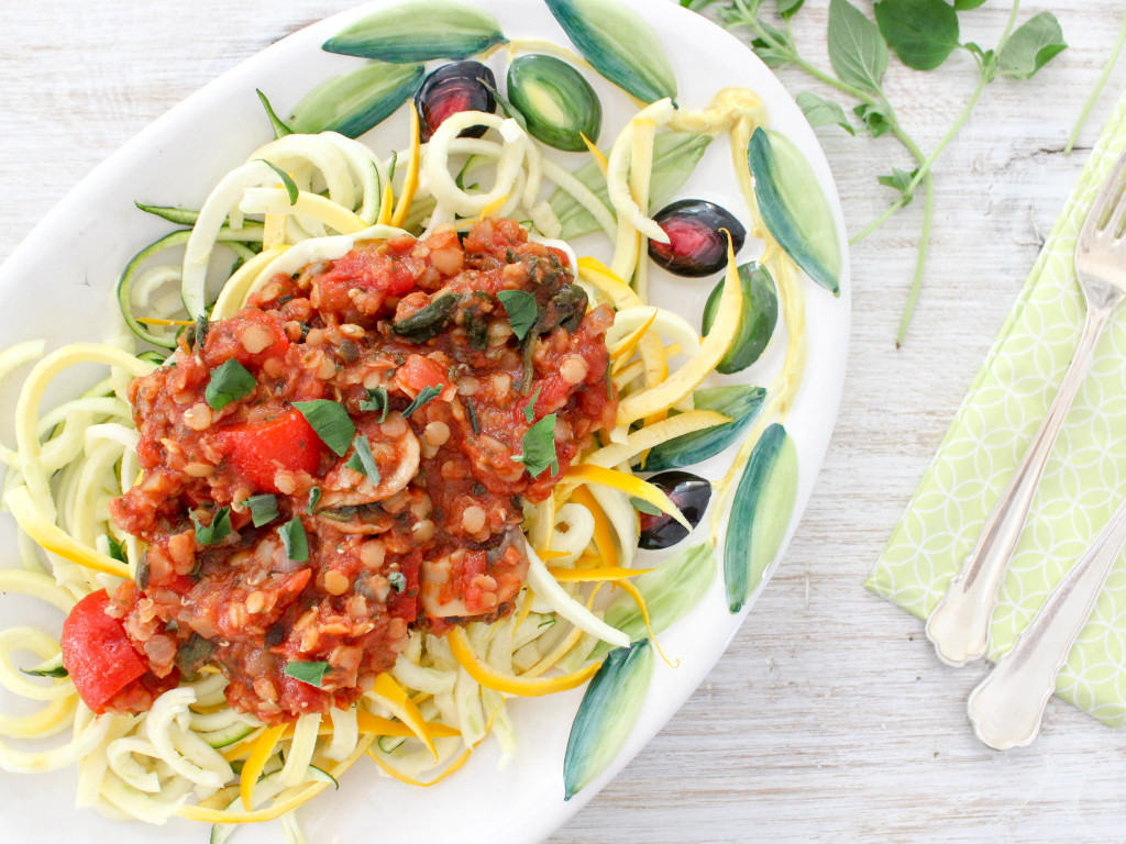 Re-Energizing Lentil Bolognese with Zucchini Noodles - vegetarian, vegan, gluten free, refined sugar free, plant based, dairy-free, meat-free, soy-free  - heavenlynnhealthy.com