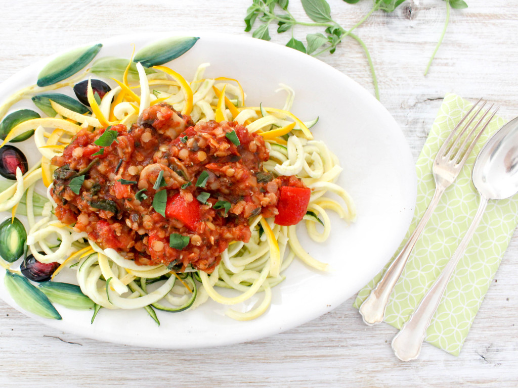 Re-Energizing Lentil Bolognese with Zucchini Noodles - vegetarian, vegan, gluten free, refined sugar free, plant based, dairy-free, meat-free, soy-free  - heavenlynnhealthy.com