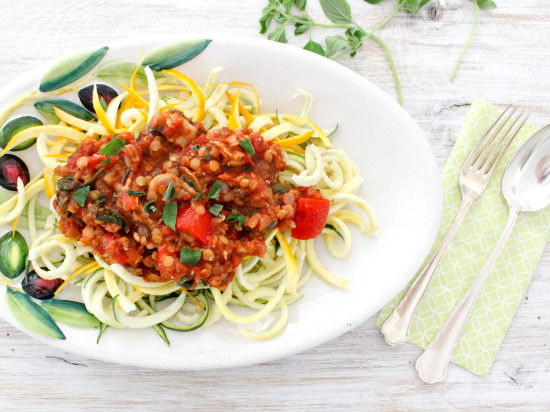 Re-Energizing Lentil Bolognese with Zucchini Noodles
