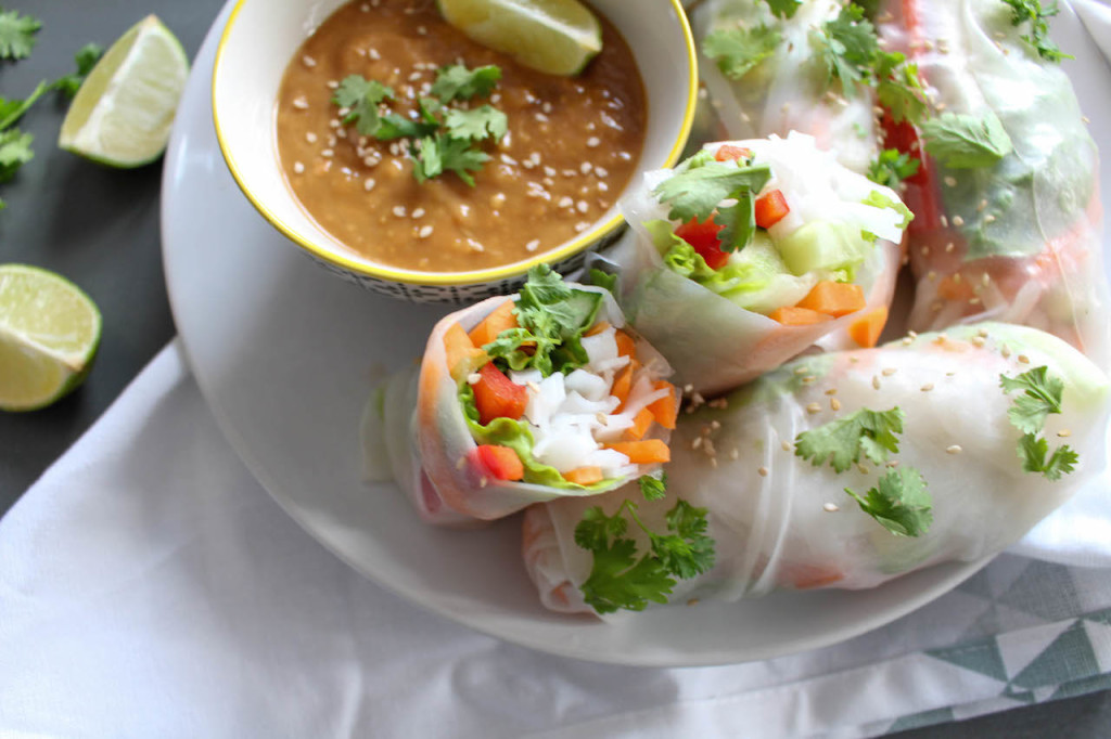 Thai Summer Rolls with Peanut Dipping Sauce - vegetarian, plant based, vegan, gluten free, refined sugar free - heavenlynnhealthy.com