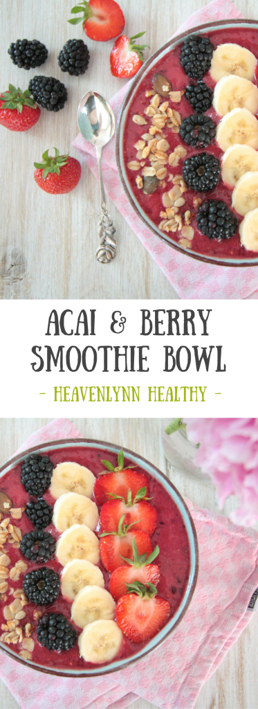 Acai and Berry Smoothie Bowl - vegan, gluten-free, refined sugar-free