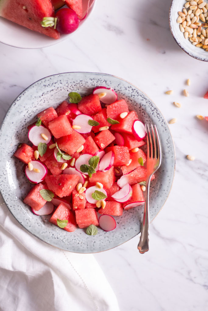 Watermelon, Radish and Cherry Tomato Salad - vegan, plant based, vegetarian, gluten free - heavenlynnhealthy.com