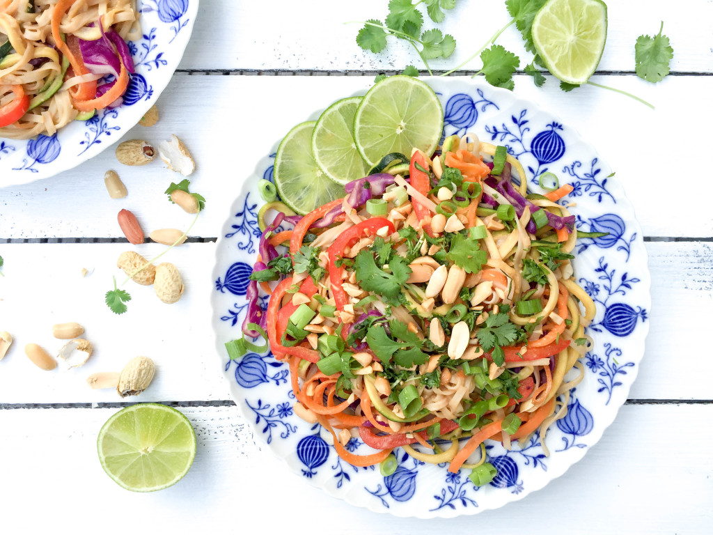 Healthy Pad Thai with Peanuts and Coriander - vegan, gluten-free, dairy-free, egg-free, refined-sugar-free