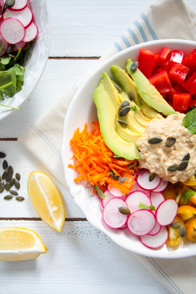 Hummus-Salad-Bowl-with-Tahini-Mint-Dressing-2