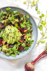 Watercress, Beetroot and Avocado Salad with Beluga Lentils - plant-based, vegan, gluten-free, dairy-free