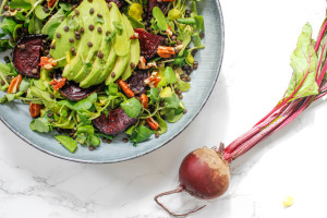 Watercress, Beetroot and Avocado Salad with Beluga Lentils - plant-based, vegan, gluten-free, dairy-free