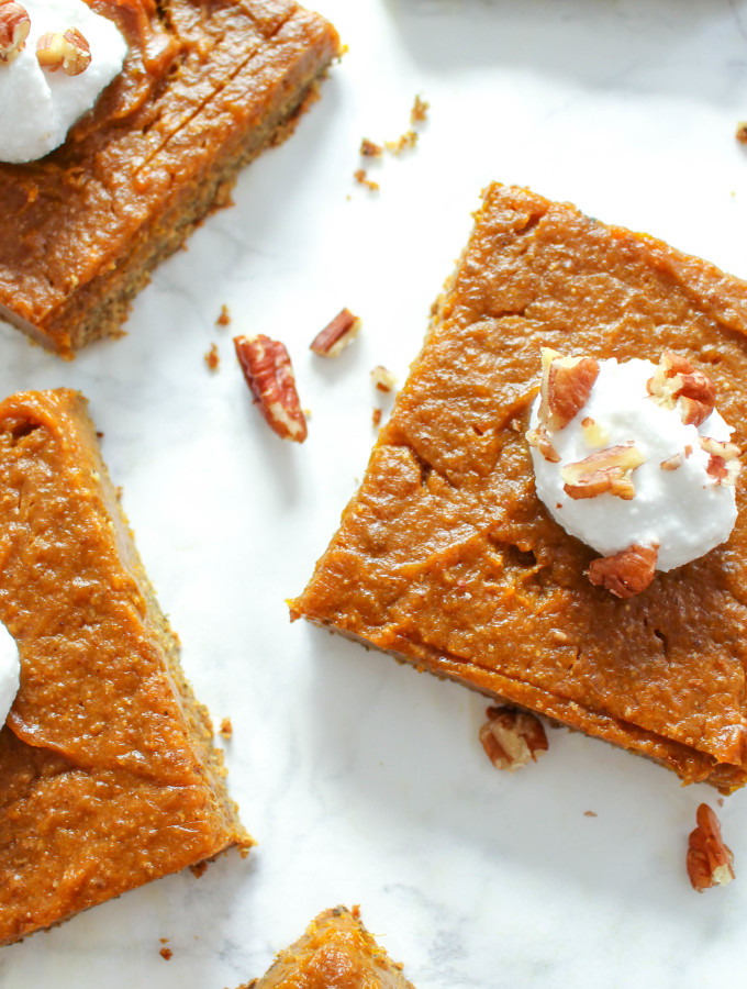 Healthy Pumpkin Pie Squares - vegan, gluten-free, nut-free