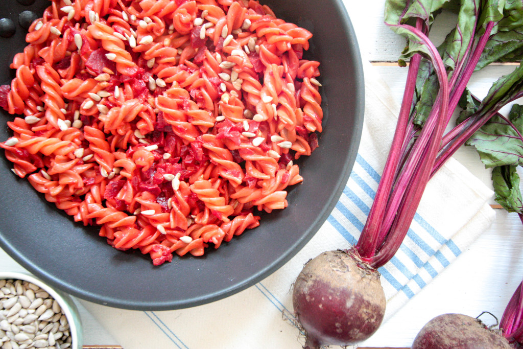 Creamy beetroot and turmeric pasta - plant-based, vegan, gluten free, refined sugar free