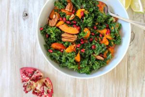 Massaged Kale Salad with Roasted Pumpkin Squash - plant based, vegan, gluten free, refined sugar free - heavenlynnhealthy.com