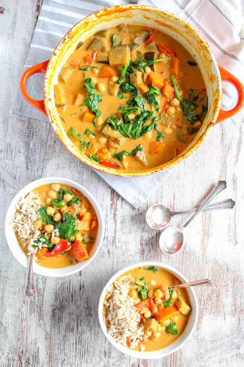 One Pot Eggplant, Pumpkin and Chickpea Curry via Heavenlynn Healthy