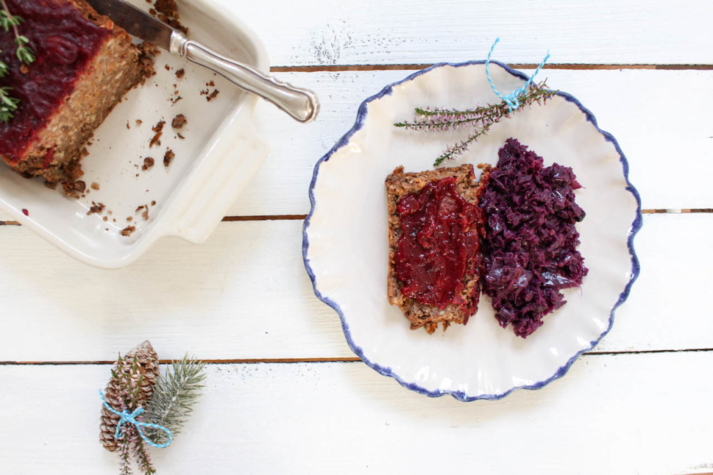 Lentil Loaf with Cranberry Sauce - vegan, plant based, gluten free, refined sugar free - heavenlynnhealthy.com