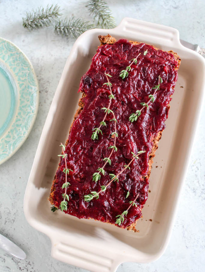 Lentil Loaf with Cranberry Sauce - vegan, plant based, gluten free, refined sugar free - heavenlynnhealthy.com