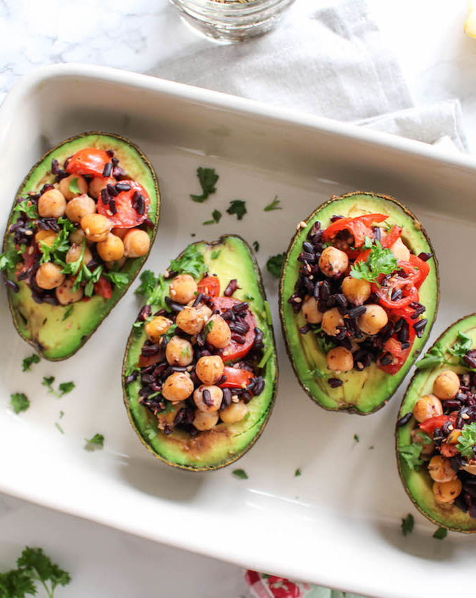 Baked Avocados with Za'atar Rice and Chickpea Filling - plant based, vegetarian, vegan, refined sugar free, gluten free - heavenlynnhealthy.com