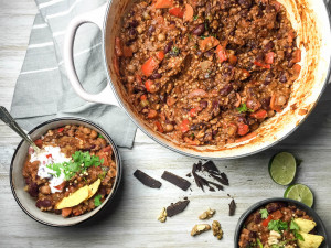 Bean and Buckwheat Chili with Dark Chocolate - plant-based, vegan, vegetarian, refined sugar free, gluten free - heavenlynnhealthy.com