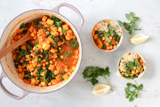 Moroccan Spiced Chickpea, Kale and Sweet Potato Stew - plant based, vegan, vegetarian, refined sugar free, gluten free - heavenlynnhealthy.com