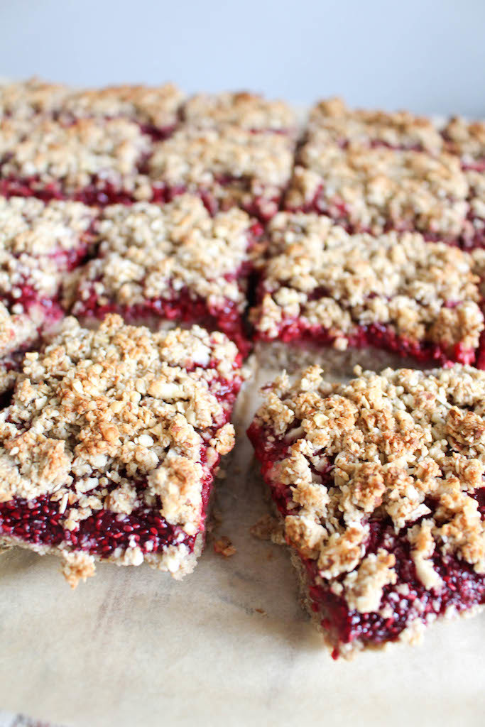 Chia Jam Oat Bars with Streusel Crumb Topping - plant based, gluten free, refined sugar free - heavenlynnhealthy.com