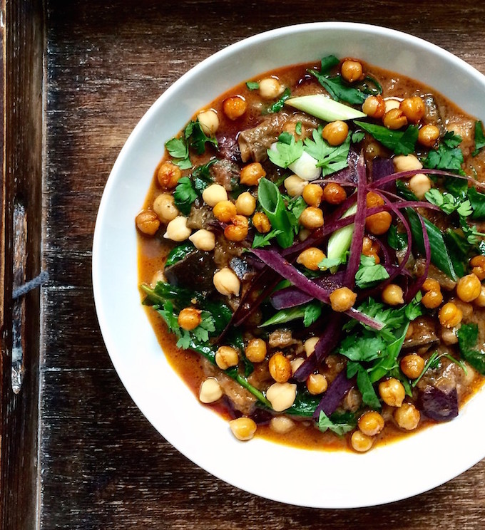 Eggplant Curry with Roasted Chickpeas - plant based, vegan, gluten free, healthy - heavenlynnhealthy.com