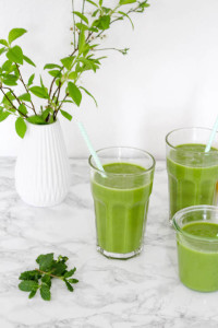 Green Spring Smoothie with Mint and Basil - plant based, gluten free, vegan, refined sugar free - heavenlynnhealthy.com