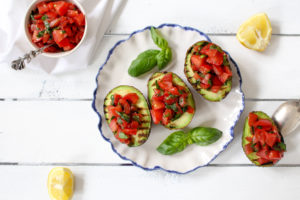 Grilled Avocado Bruschetta - vegetarian, plant based, vegan, gluten free, refined sugar free - heavenlynnhealthy.com