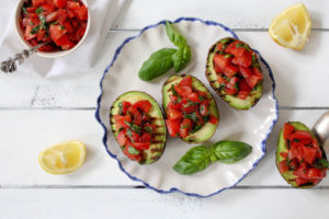 Grilled Avocado Bruschetta - vegetarian, plant based, vegan, gluten free, refined sugar free - heavenlynnhealthy.com