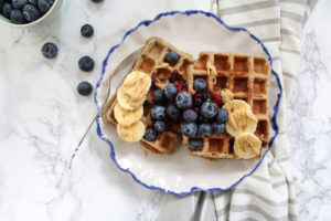 Healthy Blueberry Buckwheat Waffles with Berry Chia Sauce - plant based, gluten free, vegan, refined sugar free - heavenlynnhealthy.com