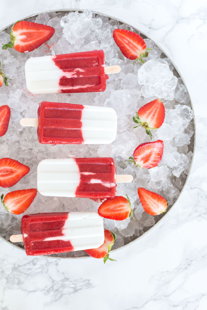 Healthy Strawberry Coconut Popsicles