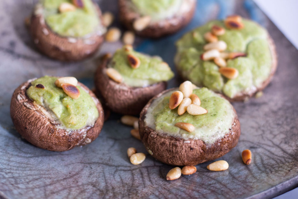 Stuffed Mushrooms with Cashew Basil Cream - plant based, dairy free, gluten free, vegan - heavenlynnhealthy.com