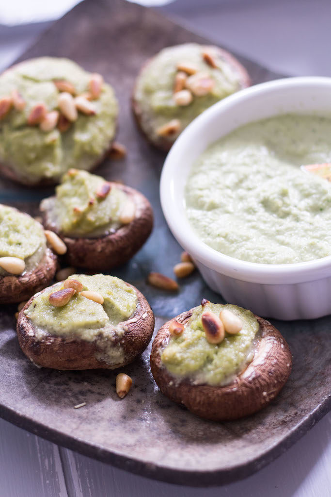 Stuffed Mushrooms with Cashew Basil Cream - plant based, dairy free, gluten free, vegan - heavenlynnhealthy.com