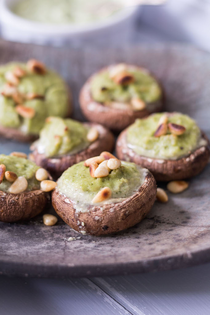 Stuffed Mushrooms with Cashew Basil Cream - plant based, dairy free, gluten free, vegan - heavenlynnhealthy.com