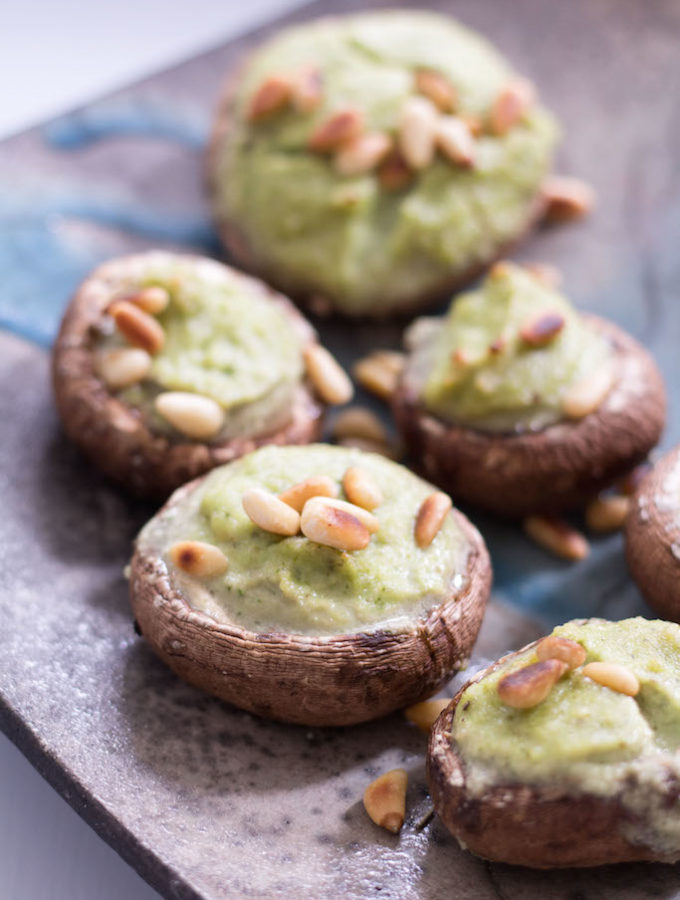 Stuffed Mushrooms with Cashew Basil Cream - plant based, dairy free, gluten free, vegan - heavenlynnhealthy.com