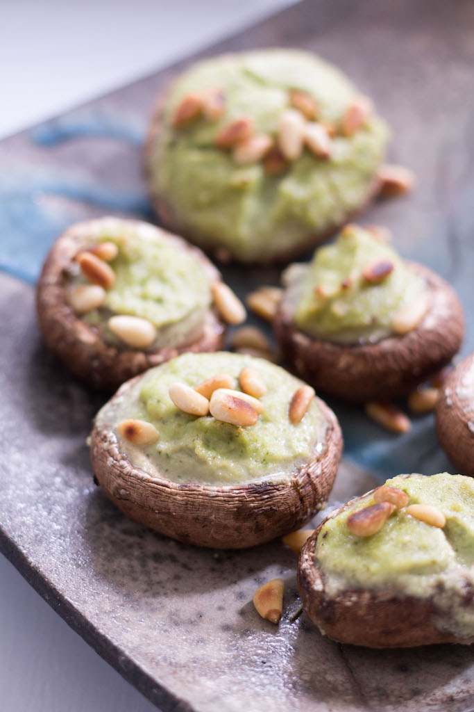 Stuffed Mushrooms with Cashew Basil Cream - plant based, dairy free, gluten free, vegan - heavenlynnhealthy.com