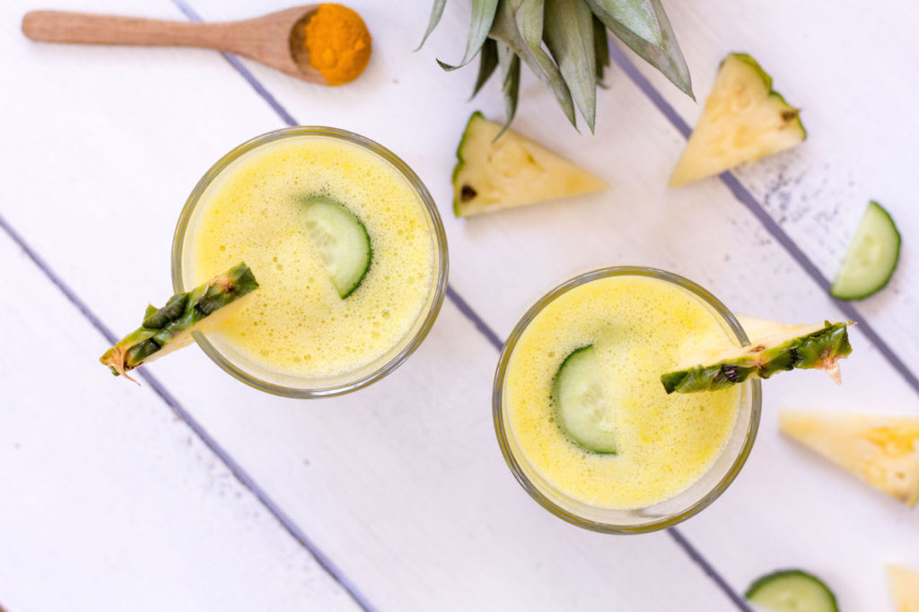 Pineapple Turmeric Smoothie with Cucumber and Ginger - plant based, gluten free, refined sugar free, vegan, dairy-free - heavenlynnhealthy.com