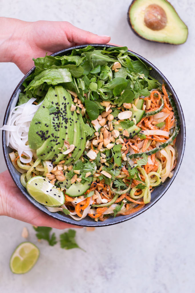 Summer Roll Bowl with Peanut Lime Sauce - plant based, vegetarian, vegan, refined sugar free, gluten free - heavenlynnhealthy.com