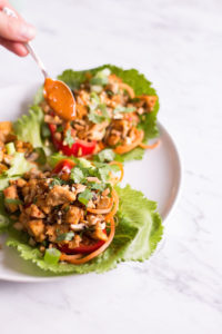 Thai Lettuce Wraps with Tofu and Peanut Chili Sauce - vegan, plant based, vegetarian, gluten free - heavenlynnhealthy.com