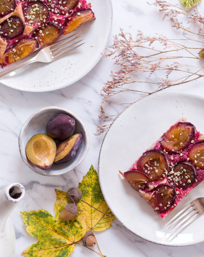 Plum Cake with Buckwheat & Spelt Dough - vegan, plant based, gluten free option, refined sugar free, healthy - heavenlynnhealthy.com