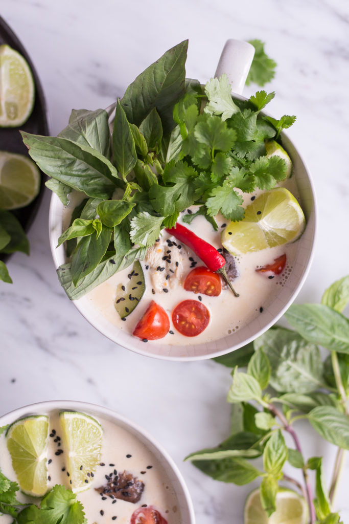 Thai Coconut Soup (Tom Kha Veggie) - vegan, plant based, gluten free, refined sugar free - heavenlynnhealthy.com