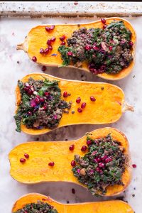 Holiday Stuffed Butternut Squash with Lentils and Kale - vegan, plant based, gluten free, refined sugar free - heavenlynnhealthy.com