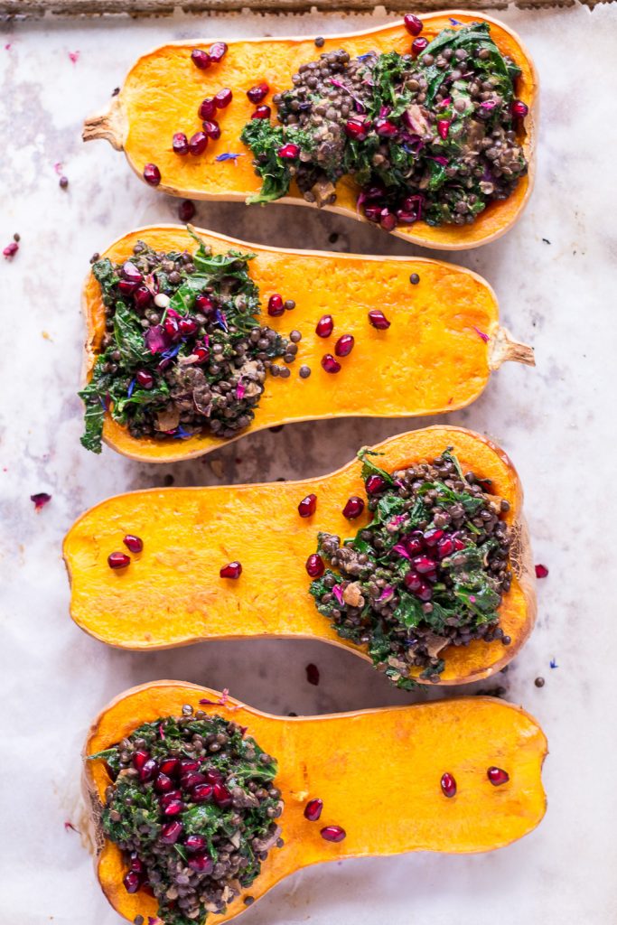 Holiday Stuffed Butternut Squash with Lentils and Kale - vegan, plant based, gluten free, refined sugar free - heavenlynnhealthy.com