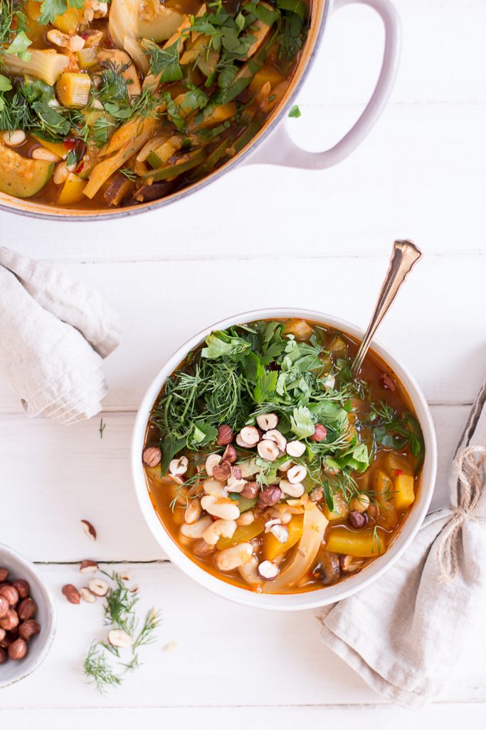 Cannellini Bean Stew with Hazelnuts and Dill - plant-based, vegan, gluten free, refined sugar free - heavenlynnhealthy.com