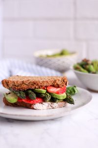 Asparagus Sandwich with Pea Basil Creme - plant-based, vegan, gluten free option, refined sugar free - heavenlynnhealthy.com