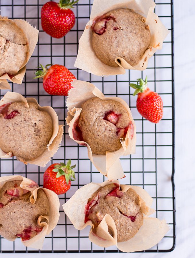 Healthy Strawberry Muffins - plant-based, vegan, gluten free, refined sugar free - heavenlynnhealthy.com