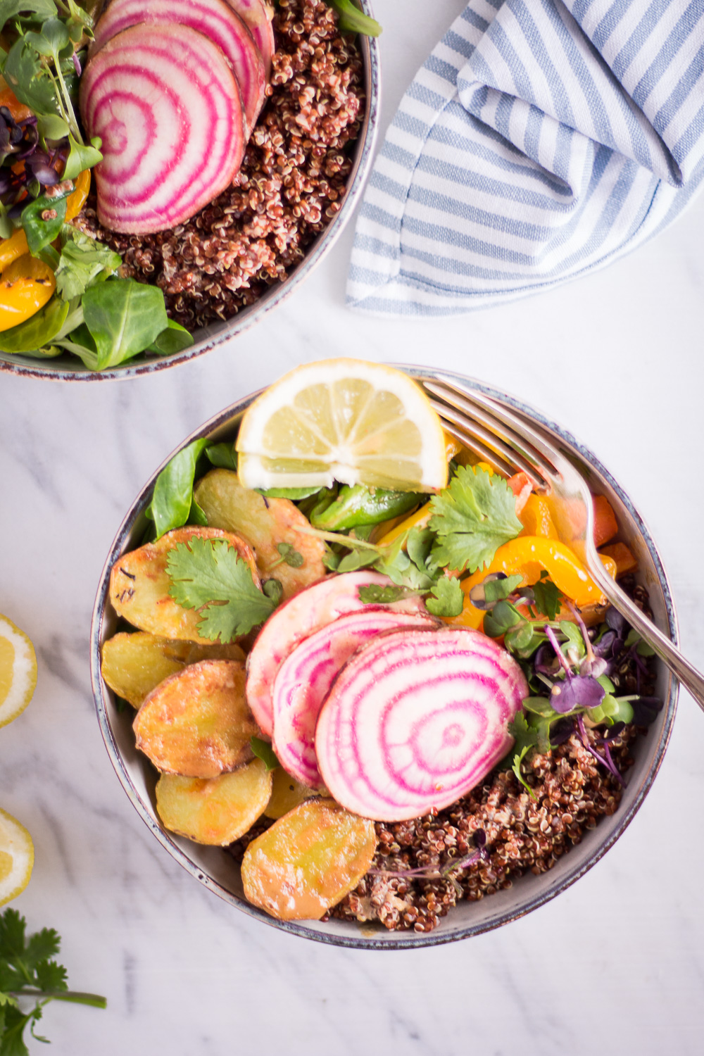 Spring Bowl with Lemon Tahini Dressing - plant-based, vegan, gluten free, refined sugar free - heavenlynnhealthy.com