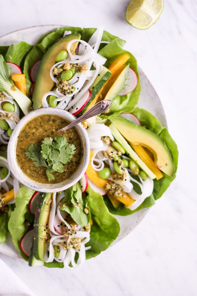 25 minute salad wraps with cashew-cilantro-dip - plant-based, vegan, gluten free, refined sugar free - heavenlynnhealthy.com 