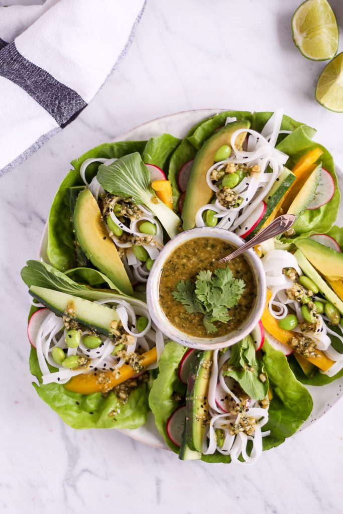 25 minute salad wraps with cashew-cilantro-dip - plant-based, vegan, gluten free, refined sugar free - heavenlynnhealthy.com