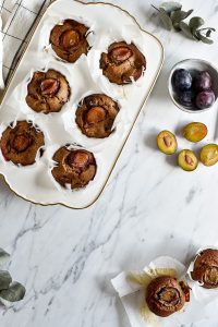 Healthy plum muffins - plant-based, vegan, gluten free, refined sugar free - heavenlynnhealthy.com